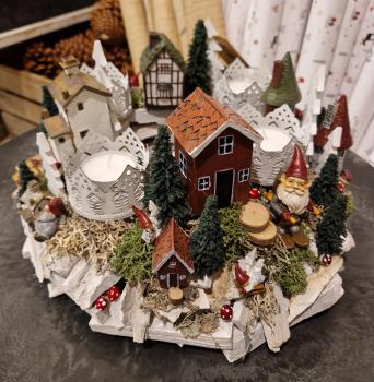 Preview: Teelichthalter Häuser 4er Set weiß